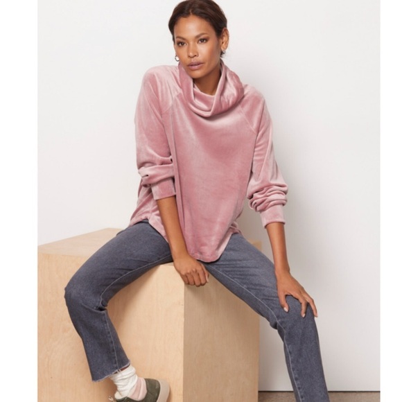 Evereve Milo Cozy Funnel Pullover Pink Large - Picture 8 of 8